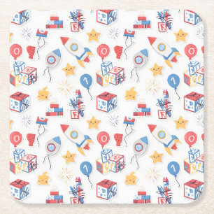 Posavasos Cuadrado De Papel Niños Americana 4 de julio Alfabeto educativo Nu
