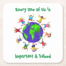 Posavasos Cuadrado De Papel Niños importantes y valiosos