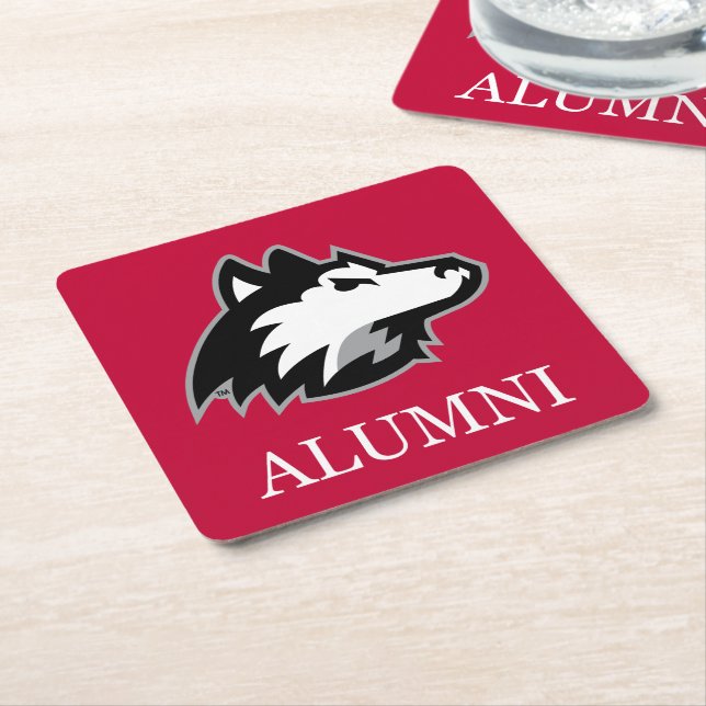 Posavasos Cuadrado De Papel NIU Huskies Alumni (En perspectiva)