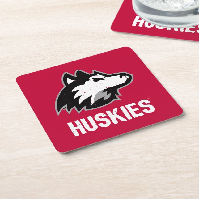 Posavasos Cuadrado De Papel NIU Huskies Doloridos (En perspectiva)