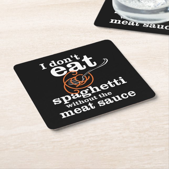 Posavasos Cuadrado De Papel No como Spaghetti sin la salsa de carne (En perspectiva)