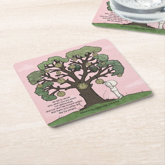 Posavasos Cuadrado De Papel No hay tiempo como el presente (En perspectiva)