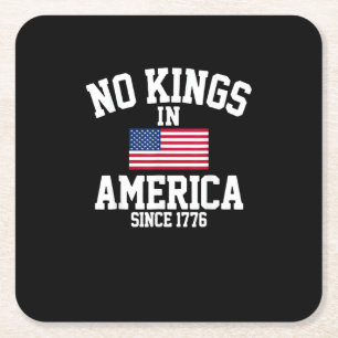 Posavasos Cuadrado De Papel No Kings In America bandera de EE. UU. estilo retr