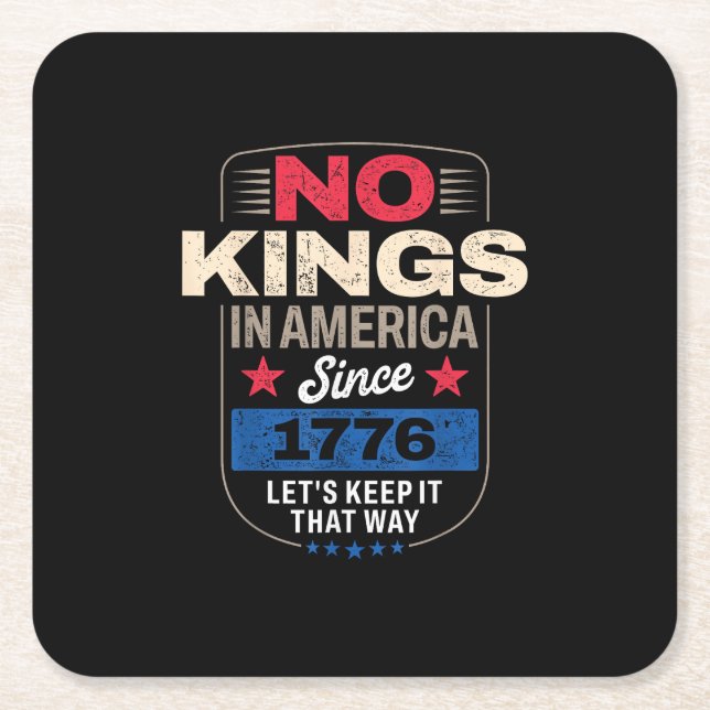 Posavasos Cuadrado De Papel No Kings In America Retro Classic (Anverso)