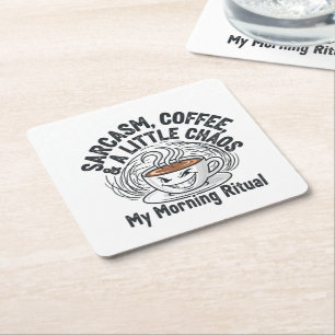 Posavasos Cuadrado De Papel No me hables antes de cafeína
