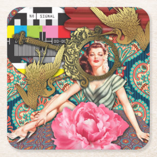 Posavasos Cuadrado De Papel No-Señal - Dama Cheeky