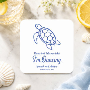 Posavasos Cuadrado De Papel No te lleves mi bebida Tortuga Chic Boda
