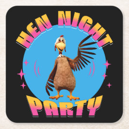 Posavasos Cuadrado De Papel Noche de gallinas divertidas, fiesta de pollo, hum