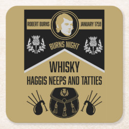 Posavasos Cuadrado De Papel Noche de quemaduras escocesa