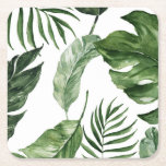 Posavasos Cuadrado De Papel Noche de verano Tropical Monstera<br><div class="desc">Sumérjase en el encanto de un paraíso exuberante con nuestra colección de Bodas de acuarela tropical verde y dorada. Sumérjase en su celebración en los ricos tonos de verde esmeralda y oro brillante, haciendo eco de la belleza de un paraíso tropical. Nuestras exquisitas invitaciones a bodas le dan un toque...</div>