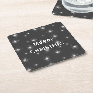 Posavasos Cuadrado De Papel Noche estrellada Feliz Navidad