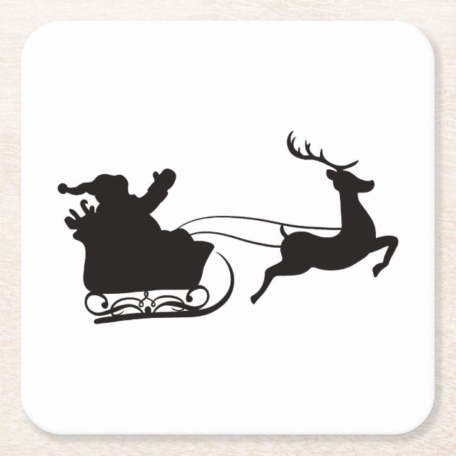 Posavasos Cuadrado De Papel Nochebuena navideña moderna y reno (Anverso)