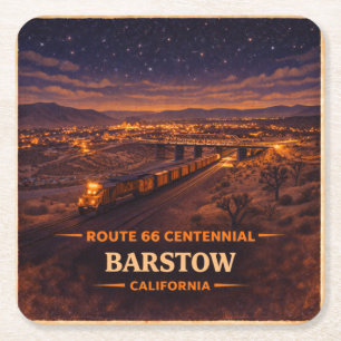 Posavasos Cuadrado De Papel Noches de barra de tren de Barstow en la Ruta 66