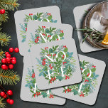 Posavasos Cuadrado De Papel NOEL Berries y Navidades de la vegetación<br><div class="desc">La palabra NOEL entre las hojas de invierno y las bayas en un fondo gris (o cualquier color),  estos embutidos de papel son elegantes para cualquier ocasión de Navidad de vacaciones. COINCIDIENDO con los artículos de nuestra tienda.</div>