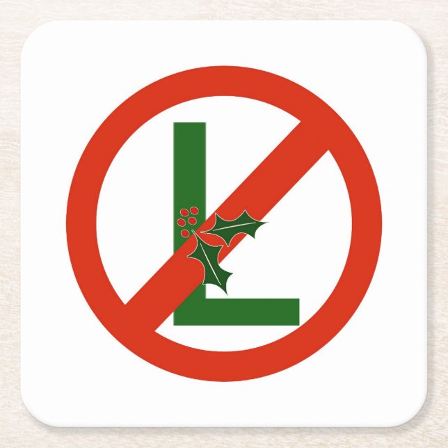 Posavasos Cuadrado De Papel Noel divertido "ningún L" prácticos de costa del (Anverso)