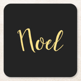 Posavasos Cuadrado De Papel NOEL Moda moderna guión de vacaciones fondo negro