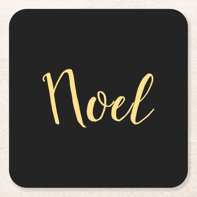 Posavasos Cuadrado De Papel NOEL Moda moderna guión de vacaciones fondo negro (Anverso)