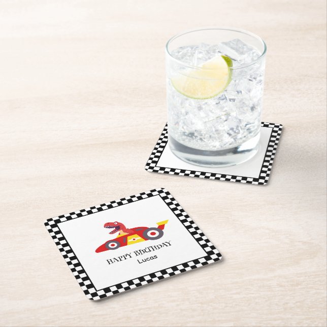 Posavasos Cuadrado De Papel Nombramiento de niño en carrera de carreras de aut (In situ)