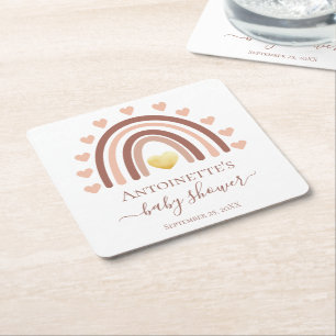 Posavasos Cuadrado De Papel Nombran a Personalizado bohemiana de Baby Shower