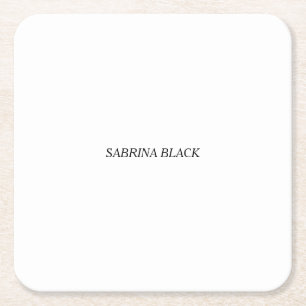 Posavasos Cuadrado De Papel Nombre blanco simple y Minimalista simple simple s
