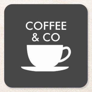 Posavasos Cuadrado De Papel Nombre comercial de café y personalizado adjunto