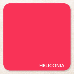 Posavasos Cuadrado De Papel Nombre de color rojo de Heliconia