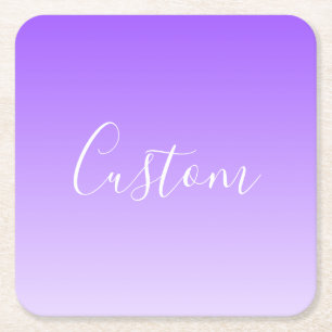 Posavasos Cuadrado De Papel Nombre de escritura cursiva y ombre morado claro e