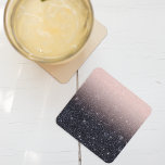 Posavasos Cuadrado De Papel Nombre de las parqueas de Purpurina negro y rosa m<br><div class="desc">Nombre de las parqueas de Purpurina negro y rosa moderno</div>
