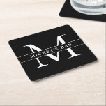 Posavasos Cuadrado De Papel Nombre de monograma personalizado<br><div class="desc">¡Esta alfombra de bar personalizada es un gran regalo para cualquiera en su vida! Guau a sus amigos y familiares con este diseño clásico y elegante que puede ser personalizado a su gusto.</div>