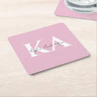 Nombre de monograma personalizado rosado moderno: