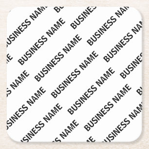 Posavasos Cuadrado De Papel Nombre de tu empresa Patrón Blanco y negro