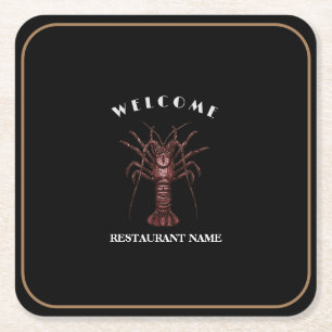 Posavasos Cuadrado De Papel Nombre del logo del Lobster Restaurant