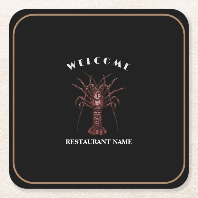 Posavasos Cuadrado De Papel Nombre del logo del Lobster Restaurant (Anverso)
