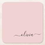 Posavasos Cuadrado De Papel Nombre del Monograma de Rubor Dusty Pink Moderne S<br><div class="desc">Rubor Dusty Pink Simple Script Monograma Nombre Papel Adulador. Esto hace que la graduación perfecta,  el cumpleaños,  el boda,  la ducha de novia,  el aniversario,  la ducha de bebé o la fiesta de soltera sea un regalo para alguien que ama el lujo glam y los estilos de moda.</div>