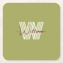 Nombre familiar Monograma verde oliva natural colo