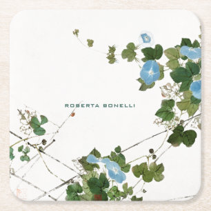 Posavasos Cuadrado De Papel Nombre floral Minimalista único litografía elegant