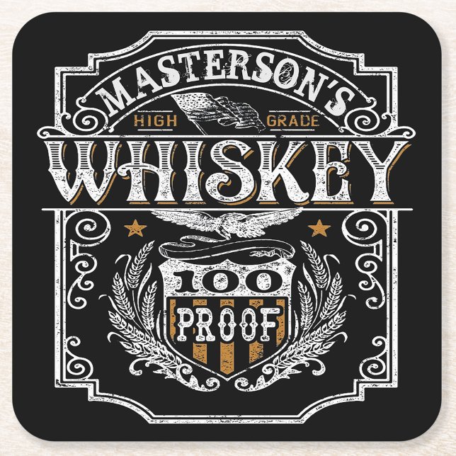 Posavasos Cuadrado De Papel NOMBRE personalizado Bar de cervecería Old West Wh (Subido por el creador)