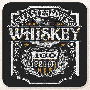 Posavasos Cuadrado De Papel NOMBRE Personalizado Barra de cervecería Old West