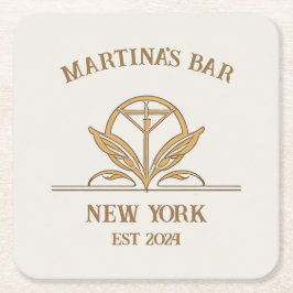 Posavasos Cuadrado De Papel Nombre personalizado del logotipo Martini del Rótu