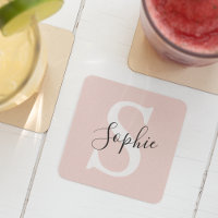 Nombre personalizado moderno Monograma Pastel rosa