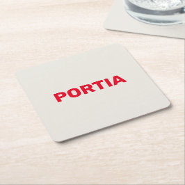 Posavasos Cuadrado De Papel Nombre personalizado rojo claro gris claro