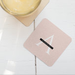 Posavasos Cuadrado De Papel Nombre personalizado rosa pastel minimalista<br><div class="desc">Nombre personalizado rosa pastel minimalista</div>