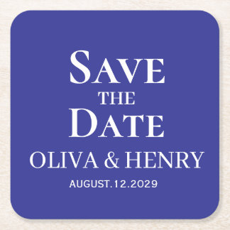 POSAVASOS CUADRADO DE PAPEL NOMBRE PERSONALIZADO SAVE THE DATES SENCILLO Y ELE