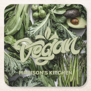 Posavasos Cuadrado De Papel Nombre personalizado Vegan