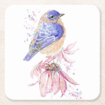 Nombre personalizado Watercolor Bluebird Garden Bi