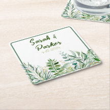 Nombres de boda Sage con hojas de follaje verde