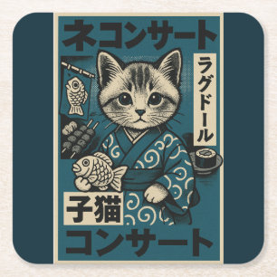 Posavasos Cuadrado De Papel Noodle Neko