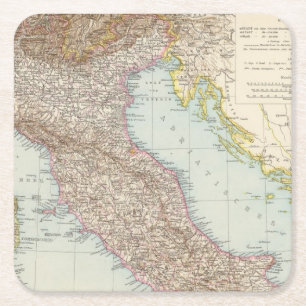 Posavasos Cuadrado De Papel Nordliche Halfte, mapa de Italien de Italia del
