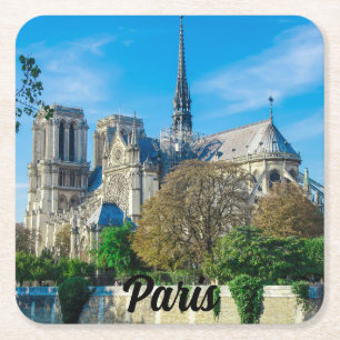 Posavasos Cuadrado De Papel Notre Dame de París en Francia