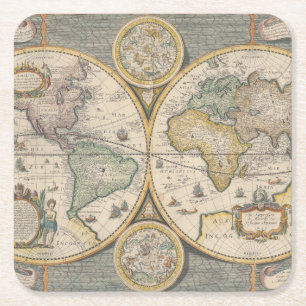 Posavasos Cuadrado De Papel Nova Totius Terrarum Orbis Geographica